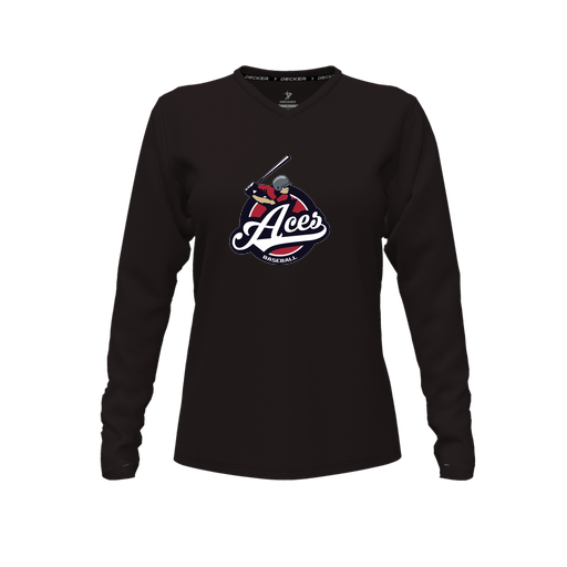 [FTLVCFBK-FYXS-LOGO1] Decker Comfort T-Shirt (Female Youth XS, Black, V Neck, Logo 1, Long Sleeve)