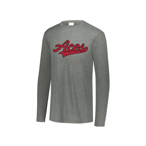[FTLCUBGY-YS-LOGO3] Decker Youth Tri-Blend T-Shirt - Long Sleeve (Youth S, Gray, Logo 3)